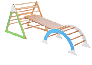 Arco da <span class=keywords><strong>arrampicata</strong></span> in legno multifunzione reversibile giocattolo ad arco per interni rampa della giungla Rocker parco giochi in legno naturale - Product Image 5