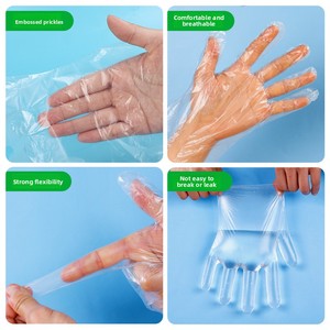 Gants jetables transparents en film plastique, de qualité alimentaire, épaissis <span class=keywords><strong>et</strong></span> résistants à l'huile, pour la cuisine, la restauration <span class=keywords><strong>et</strong></span> la coloration des <span class=keywords><strong>cheveux</strong></span>, 100 unités - Product Image 4