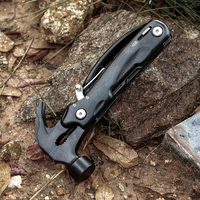 Poignée en aluminium à revêtement noir de haute qualité Outil multiple de sauvetage tactique OEM Marteau de survie en plein air personnalisable avec griffe