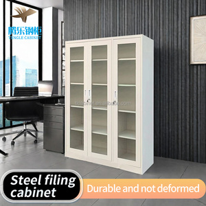 Muebles DE OFICINA DE METAL modernos, archivador de 3 puertas de alta calidad, puerta de vidrio con cerradura, particiones ajustables, almacenamiento, dormitorio, Parque - Product Image 2