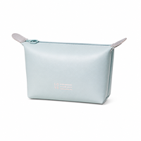 Pochette de toilette en cuir PU de qualité supérieure, résistante à l'eau, minimaliste, couleur macaron, pochette de voyage, organiseur de maquillage portable