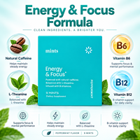 Pastilles énergétiques à la menthe poivrée avec caféine naturelle, L-théanine, vitamines B6 et B12, complément alimentaire à base de plantes, directement de l'usine, 9 unités