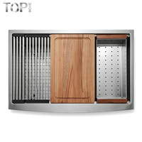 Évier de cuisine rectangulaire en acier inoxydable de luxe, fait main, finition brossée, 16 gauge, à encastrer, avec façade frontale, style ferme