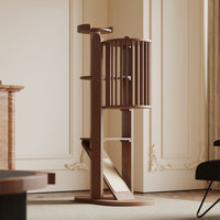 FEITU Tour d'escalade pour chat d'intérieur Mobilier de luxe pour animaux de compagnie moyen confortable Condo Hamac arbre à chat en bois