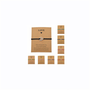 Nueva mascota perro's Paw Prints Charm Wish Love Card pulsera <span class=keywords><strong>para</strong></span> mujer chica mejor amigo perros amante regalo amistad joyería - Product Image 1