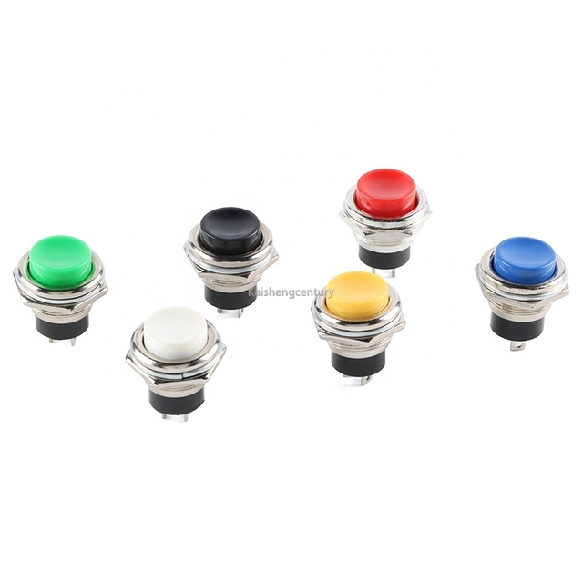 DS-212 Push Button Switch 16mm Round Self-reset  Momentary Instant Switch Red Green Black Yellow Blue White