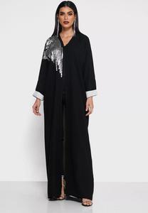 Nouveau modèle d'abaya de Dubaï abaya de luxe ouverte sur le devant avec sequins noirs pour femmes musulmanes - Product Image 2