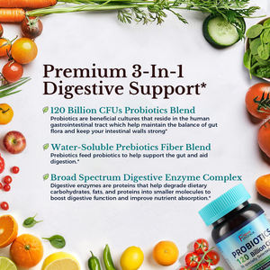 Supplément Probiotique Premium avec Prébiotiques et Enzymes Digestives pour Hommes et Femmes Soutient la Santé Digestive Gélules de Probiotiques - Product Image 2