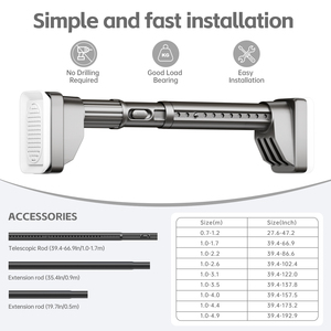 YIJIALE Fabricante, Barras Telescópicas para Cortinas de <span class=keywords><strong>Armario</strong></span>, de 1-2.2m, 32mm, con Recubrimiento Negro, Sin Taladro, Instalación Rápida con un Clic, en Caja Pequeña - Product Image 2