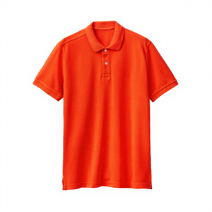 Men's <b>Orange</b> Solid <b>Polo</b> Shirt Short Sleeve Casual 100% Cotton Knitted Breathable Regular Fit - Product Image 1