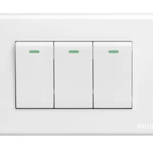 PHIDIAS Viet Nam high quality white color 16A 3 gang 1 way power wall switches