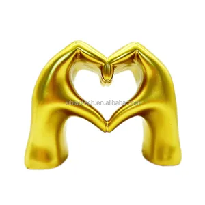 Love Finger Gesture Heart Statues Home Decoration Ornaments Gold Love Sculpture Resin Crafts Wedding Decor