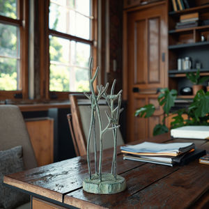 Uccelli verdergi antichi sul ramo in ghisa porta gioielli in metallo artigianato decorazione domestica e scultura da tavola - Product Image 6