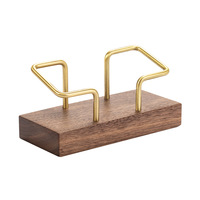 Porte-cartes de visite en bois massif avec base métallique – Noyer, cerisier, acacia – Organisateur de bureau moderne pour la maison et le bureau – Vente en gros