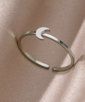 Bague Lune Charme Lune Bagues Réglables pour Femme Croissant de Lune Anneaux Non Ternis Plaqué Or 18k Hypoallergénique