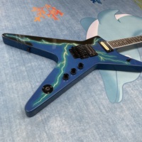 Factory Custom Dimedean Mahogany Solid Wood 6-String HH Pickups Glossy Finish Blue Lightning Darrel Electric Guitar Foam Case
