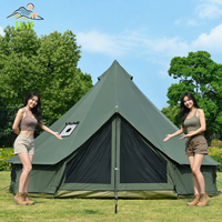 Tente cloche de luxe en toile de coton double couche, imperméable, pour le camping quatre saisons, avec 3 chambres et un salon, installation rapide