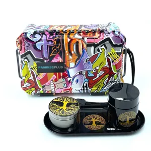 420 Acessórios De Fumar Grinder Stash Jar Tray Kit De Fumar 420 Produtos De Loja De Fumaça com Padrão Personalizado