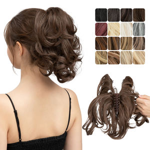 Extensions de cheveux en queue de cheval à clip, nouvelle conception, vente en gros, queue de cheval courte bouclée, cheveux synthétiques ondulés naturels pour femmes - Product Image 1