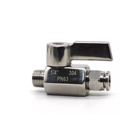 Vanne à boisseau sphérique manuelle d'arrêt PN63 en acier inoxydable, mini vanne à boisseau sphérique pour refroidissement liquide avec connecteur rapide pour tuyau OEM