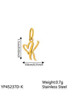 Amuleto con Letra en Forma de Corazón |   Colgante de Letra Inicial del Alfabeto en Acero Inoxidable Chapado en Oro PVD de 18K para la Creación de Joyas |   Resistente al Agua y Duradero - Product Image 6