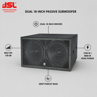 Subwoofer passif double 18 pouces JSL, 1200W, 4800W de pointe, 128dB SPL, haut-parleur de basses professionnel pour discothèque, salle de danse, DJ, fête