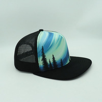 Gorra de malla de camionero de 5 paneles personalizada OEM, sombrero de estilo playero de nuevo diseño para hombres para exteriores y viajes, sombrero en blanco con estampado de sublimación