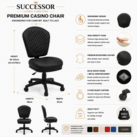 Fauteuil de casino SUCCESSOR avec roulettes, taille personnalisable, chaises de poker sur mesure, mobilier de casino tout-en-un