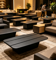 Table basse moderne avec plateau noir mat en panneau écologique de qualité E1 pour hôtel, villa, table centrale sur mesure