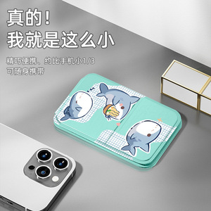 Folding Mini Mirror With Comb Blue Whale Design Portable Makeup Mirror For Girls Dormitory Use - Product Image 4