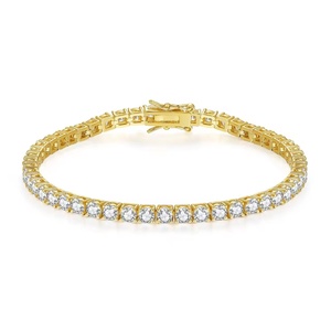 2026 18K Gold Plated 3mm Cubic Zirconia Classic Tennis Bracelet for Men Customizable <b>Engraving</b> - Product Image 2