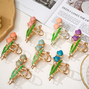 جديد تصميم زهرة شكل الشعر الديكور القرش الخلفي رئيس شعر مستعار لعمل تسريحة ذيل الحصان كليب المعادن الغردينيا أنيقة روز الزنبق النساء مشبك شعر - Product Image 5