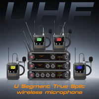 CHXYKOM Ensemble de microphones-casques sans fil à condensateur 4 canaux avec connecteur XLR, construction métallique pour église, scène et spectacle