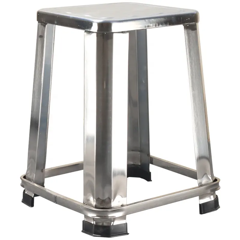 Vierkanthocker Eisen einfacher Warten-Esstischstuhl Tische und Stühle Edelstahl hohe Beine Outdoor-Haummöbel Metall modern