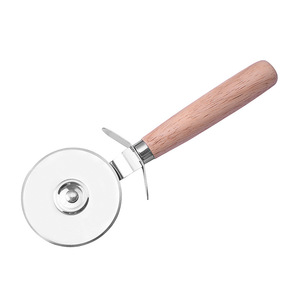 Pizza Cutter Rubberwood Handle 6 Cm Blade 17.6 Cm Length Roller Slicer For Pizza Thin Crust Cutting Tool - Product Image 1