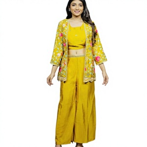 Ensemble Kurta en Soie Chinon Pure Moderne pour Femmes de Ramdev Trading, Trois Pièces, Séchage Rapide, Toutes Saisons, pour Mariages et Occasions Festives - Product Image 1