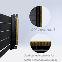Kabel Riser PCIe 4.0 X16 Kecepatan Tinggi 16GT/s, Kabel Ganda Terbalik 4+1, 90 Derajat, Perisai EMI, Pemasangan GPU Vertikal