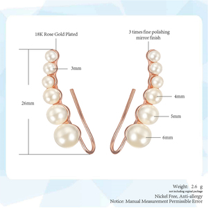 <span class=keywords><strong>Pendientes</strong></span> <span class=keywords><strong>de</strong></span> escalada <span class=keywords><strong>de</strong></span> perlas <span class=keywords><strong>de</strong></span> imitación para mujer, estilo <span class=keywords><strong>de</strong></span> dama <span class=keywords><strong>de</strong></span> alta calidad, Color <span class=keywords><strong>oro</strong></span> rosa, joyería Fasshio, Clips para las orejas, venta al por mayor - Product Image 6