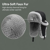 Chapeau de trappeur en nylon en gros, doublure épaisse en fausse fourrure, coupe-vent, supporte la broderie, la sérigraphie, l'étiquette tissée, fournisseur de chapeaux OEM ODM