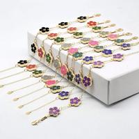Bracelet chaîne géométrique en alliage plaqué or 18 carats, nouvelle arrivée, joli motif de fleur, lys double face, fleur de prunier