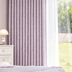 Tende Oscuranti Complete in Ciniglia Jacquard Morris Flower, Drappeggi Francesi con Pompon Rosa Antico, Vendita all'Ingrosso al Metro - Product Image 2