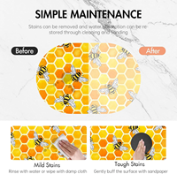 Tapis de bain antidérapant en boue de diatomées jaune nid d'abeille et abeilles, ovale, doux, sans plis, pour salle de bain
