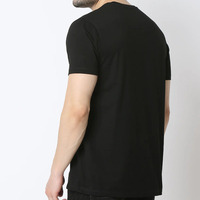 Camiseta de Algodón Casual para Hombre, Cuello Redondo, Manga Corta, Color Negro Sólido, Corte Ajustado, Uso Diario de Verano, Secado Rápido, Transpirable, Precio Bajo