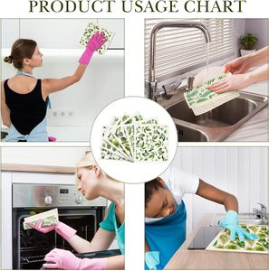 Serviettes à vaisselle de cuisine suédoise avec feuille <span class=keywords><strong>verte</strong></span> élégante et fraîche Six Pack Series <span class=keywords><strong>Serviette</strong></span> <span class=keywords><strong>en</strong></span> <span class=keywords><strong>papier</strong></span> réutilisable <span class=keywords><strong>en</strong></span> coton éponge - Product Image 4