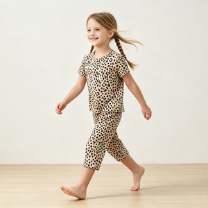 Conjunto de Pijama de Bambú para Niñas Pequeñas con Estampado de Leopardo, Ropa de Dormir Cómoda de Manga Larga, Fabricante de Ropa de Estar por Casa Personalizada - Product Image 5