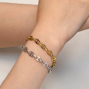 Pulsera de Cadena de Eslabones Chapada en Oro de 18K para Mujer, Joyería de Acero Inoxidable a la Moda, Multi Estilo, Impermeable, Minimalista - Product Image 2