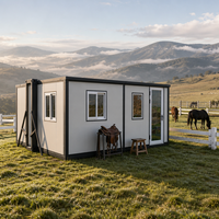 Maison préfabriquée en conteneur avec porte grillagée, revêtement de sol SPC, toit ondulé, fenêtres en aluminium à rupture de pont thermique, bureau sur site
