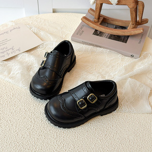 Scarpe in Pelle Brogue Stile Britannico per Bambini Primavera Autunno 2026 Nuove con Fibbia Metallica alla Moda e Suola in Tendine di Manzo - Product Image 2
