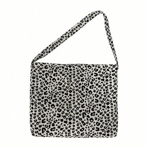 Fashion Leopard Pattern Crossbody Canvas <b>Large</b> Capacity Zipper Shoulder Shopping Tote <b>Bag</b> - Product Image 1