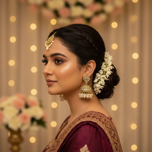 Bridal Ethnic Vintage Drop Earrings Alloy <b>Gold</b> Plating Third Party Certified Matching Maang Tikka Traditional Jewelry <b>Set</b> High - Product Image 3